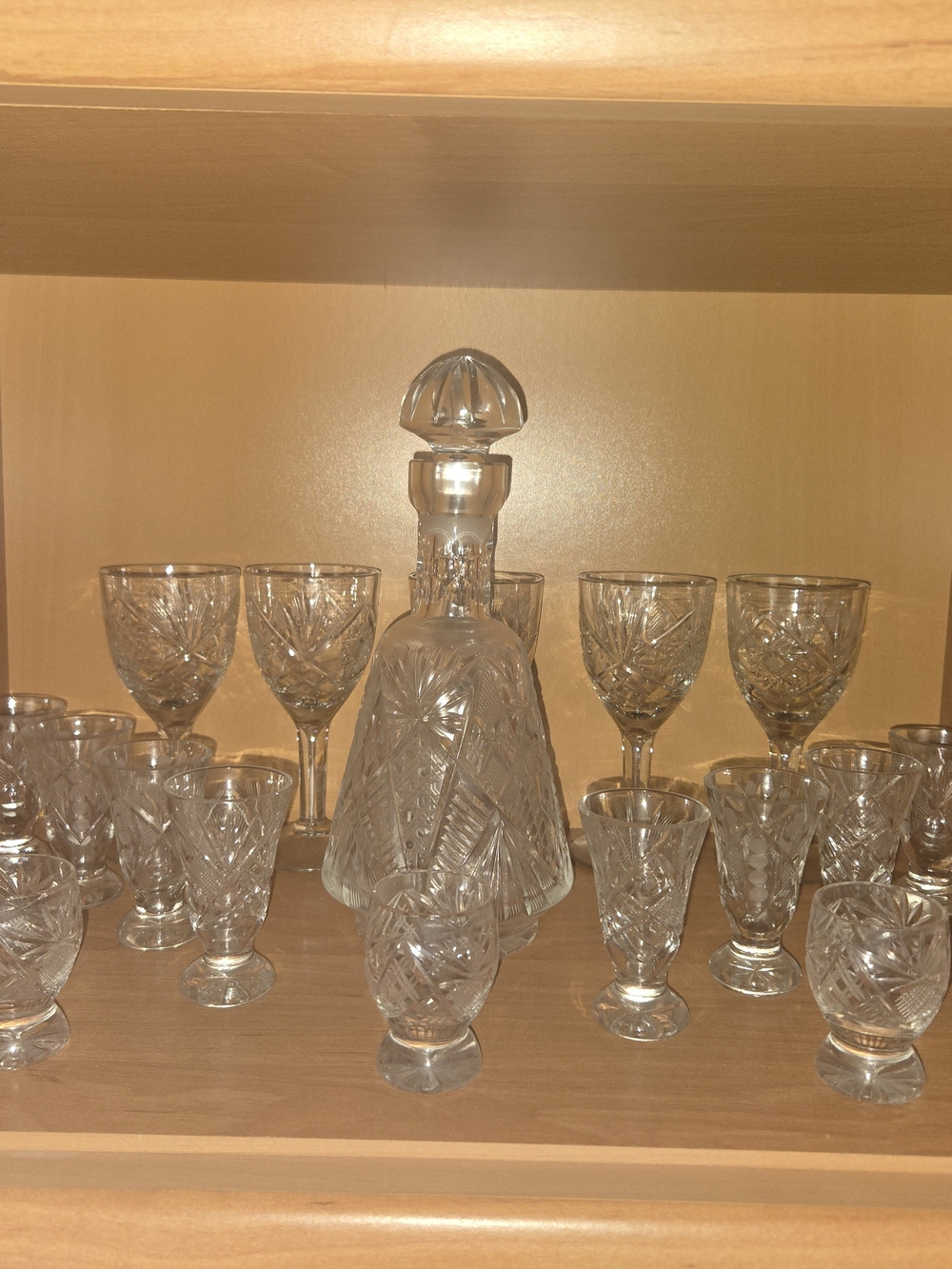 Vintage Crystal Cut Glass Decanter and Glasses (20 Piece Set)